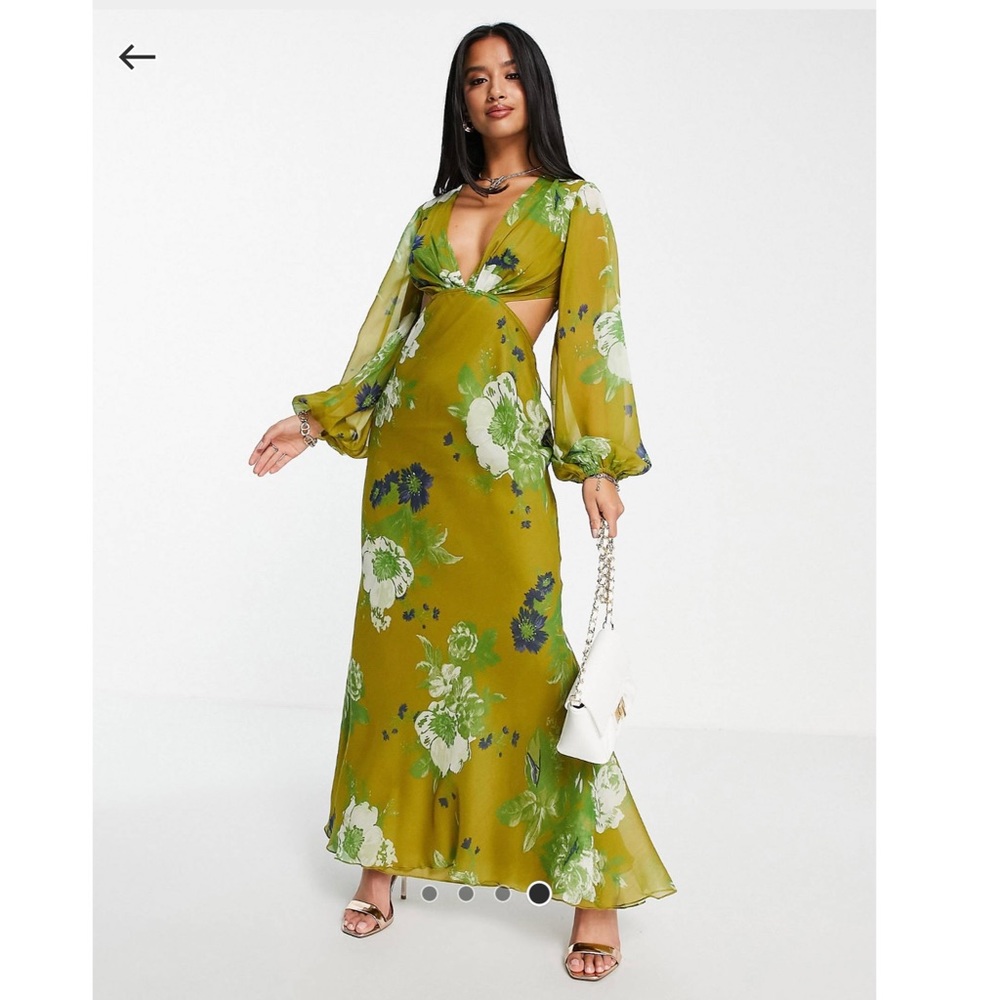 ASOS DESIGN Petite Maxi Dress with Blouson Sleeve Bold Blurred Floral
